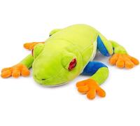 PuffPurrs Peluche Realistico di Rana, Animale di Peluche Realistico di Rana dagli Occhi Rossi, Anfibio Carino, 22 CM/8.6 In