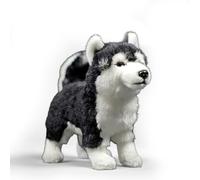 PuffPurrs Peluche realistico Husky Eterocromia, Husky con occhi blu e marroni realistico, Carino regalo per amanti degli animali Cuscino, 23 cm