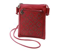 Puffy Casual Leather Zipper Fashion Handbag, Mobile Bag & Messenger(Red)