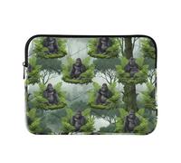 Puffy - Custodia morbida e sottile per computer portatile, motivo floreale, da uomo, per computer Pro da 14 pollici, universale, gorilla, verde, tropicale, foresta pluviale, media