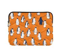 Puffy - Custodia per computer portatile, custodia per computer portatile, universale, da donna, per computer Pro, 13 pollici, motivo: pinguini in stile cartone animato, arancione, M