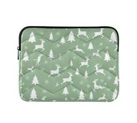 Puffy - Custodia protettiva per computer portatile, motivo animale, da donna, da lavoro, per computer Pro, 14 pollici, universale, bianco, renna, verde, grande