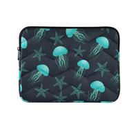 Puffy - Custodia protettiva per computer portatile, motivo funky, universale, da donna, per computer Air da 13,3 pollici, colore: foglia di tè, meduse, stelle marine, mare, nero, M