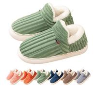 Puffy Slipper Booties for Women, Cloud Slippers, Comfy House Winter Warm Boots with Anti-Slip Sole (Green,XX-L)