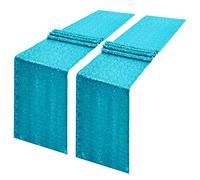 Pufogu 2 confezioni da 30,5 x 274,3 cm, runner da tavola con paillettes turchesi, per matrimoni, compleanni, addii al nubilato, feste, decorazioni per addio al nubilato, baby shower