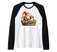Pug Accessories For Women And Girls Blue Flower For Pug Mom Maglia con Maniche Raglan