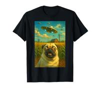 Pug Alieno Invasione Divertente Cane UFO Fattoria Extraterrestre Maglietta