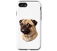 Pug Carlino Dog Lover divertente animale domestico ritratto realistico Custodia per iPhone SE (2020) / 7/8