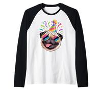 Pug Compleanno Cappello da Festa Occhiali da Sole Pugs Maglia con Maniche Raglan