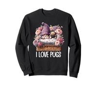 Pug Dad Gnome Floral Graphic For Garden Lover I Love Pugs Felpa