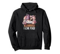 Pug Dad Gnome Floral Graphic For Garden Lover I Love Pugs Felpa con Cappuccio