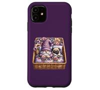 Pug Dad Sleeping In Floral Shabby Chic Bedding With Cute Pug Custodia per iPhone 11