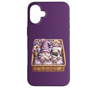 Pug Dad Sleeping In Floral Shabby Chic Bedding With Cute Pug Custodia per iPhone 16 Plus