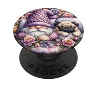 Pug Dad Sleeping In Floral Shabby Chic Bedding With Cute Pug PopSockets PopGrip Adesivo