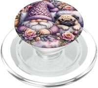 Pug Dad Sleeping In Floral Shabby Chic Bedding With Cute Pug PopSockets PopGrip per MagSafe