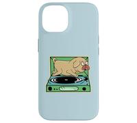 Pug divertente cane in esecuzione su un giradischi Custodia per iPhone 14