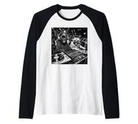 Pug DJ Equipment Set Divertente Ragazzi Ragazze Costume retrò Meme Maglia con Maniche Raglan