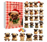 Pug Dog Advent Toy - Christmas Countdown Calendar, 2d Flat Dog Pendant Keepsake, 24 Days Countdown Calendar For Daughter Niece Granddaughter Family Students Schoolbag and Pencil Case