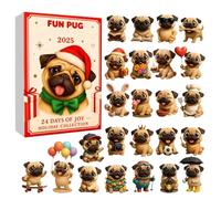 Pug Dog Advent Toy - Christmas Countdown Calendar, 2d Flat Dog Pendant Keepsake, 24 Days Countdown Calendar For Daughter Niece Granddaughter Family Students Schoolbag and Pencil Case