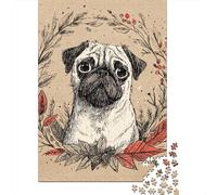 Pug Dog Christmas Wreath Jigsaw Puzzle Impossibili 1000 Pezzi Decorazione Per La Casa. Rilassamento E Intelligence Per Adulti E Ragazzi Da 14 Anni 38x26cm/1000pcs