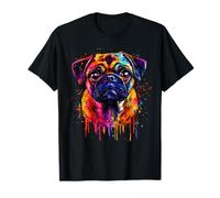 Pug Dog Face Colorato Ritratto Animale Carino Pug Amante Maglietta