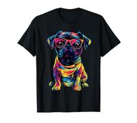 Pug Dog Face Colorato Ritratto Animale Carino Pug Amante Maglietta