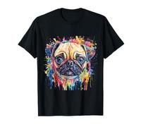 Pug Dog Face Colorato Ritratto Animale Carino Pug Amante Maglietta