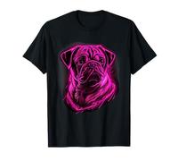 Pug Dog Face Colorato Ritratto Animale Carino Pug Amante Maglietta