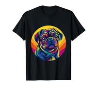 Pug Dog Face Colorato Ritratto Animale Carino Pug Amante Maglietta