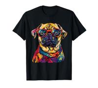 Pug Dog Face Colorato Ritratto Animale Carino Pug Amante Maglietta
