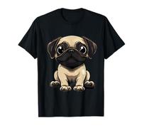 Pug Dog Face Colorato Ritratto Animale Carino Pug Amante Maglietta