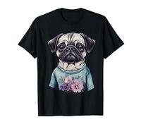 Pug Dog Face Colorato Ritratto Animale Carino Pug Amante Maglietta