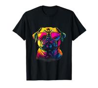 Pug Dog Face Colorato Ritratto Animale Carino Pug Amante Maglietta