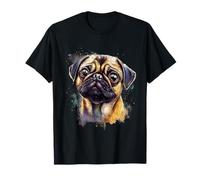Pug Dog Face Colorato Ritratto Animale Carino Pug Amante Maglietta