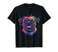 Pug Dog Face Colorato Ritratto Animale Carino Pug Amante Maglietta