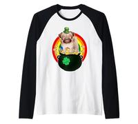 Pug Dog Leprechaun Hat Lucky Charm Shamrock Patricks Day Maglia con Maniche Raglan