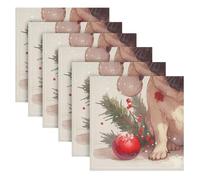 Pug Dog Natale poliestere cena tovaglioli tutti i giorni panno tovagliolo set di 6 50,8 x 50,8 cm servilletas de tela para tortillas