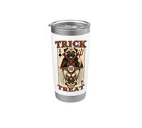 Pug Dog Trick or Treat Devil Angel Giocatore di carte da gioco Bicchiere termico in acciaio inox doppia parete