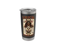 Pug Dog Trick or Treat Devil Angel Giocatore di carte da gioco Bicchiere termico in acciaio inox doppia parete