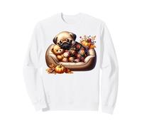 Pug Fall Sleeping Dog Graphic for Pug Mom with Autumn Vibes Felpa