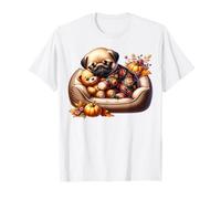 Pug Fall Sleeping Dog Graphic for Pug Mom with Autumn Vibes Maglietta