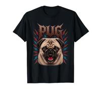 Pug Heavy Metal Halloween Cane Mamma Gotico Rock Vintage Anni '80 Maglietta