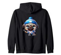 Pug Hockey su Ghiaccio Carino Amico Felpa con Cappuccio