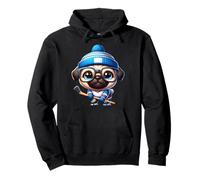 Pug Hockey su Ghiaccio Carino Amico Felpa con Cappuccio