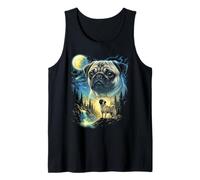 Pug Howling to The Moon Meme Divertente 90's Pug Dog Lover Proprietario Canotta