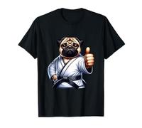 Pug Karate Cane Simpatico Con Pollice Su Maglietta