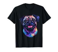 Pug Lover Colorato Ritratto Cane Animale Carino Pug Proprietario Maglietta