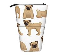 Pug Puppy Stampato Matita Astuccio Penna Astuccio Telescopico Sacchetto In Piedi Matita Titolare Trucco Borsa Organizzatore Cosmetico Borsa Box Unisex, Nero , Taglia unica, Da viaggio