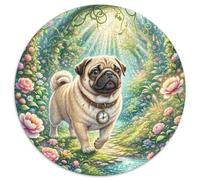Pug Puzzle rotondi da 1000 pezzi per bambini e adulti, regalo per la famiglia, forma unica impossibile per giochi di sfida unici, 1000 pezzi (67,5 x 67,5 cm)