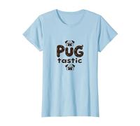 Pug Tastic Adorabile Amante dei Cani Stravagante Maglietta, Donna, Celeste, L